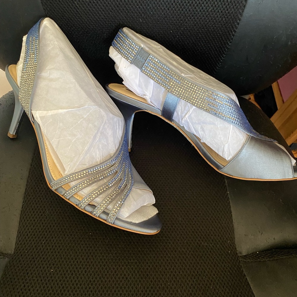 LadiesSparkling Blue Evening Shoes - Picture 4 of 4